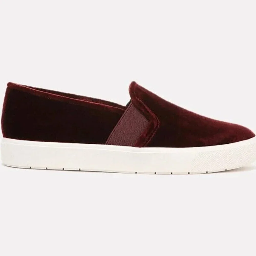 VINCE Blair Velvet Slip On Sneaker in Burgundy Size 6.5 Medium - Picture 5 of 6